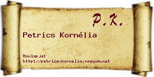 Petrics Kornélia névjegykártya